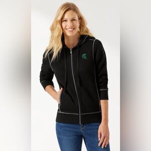 Tommy Bahama Collegiate Tobago Bay Full Zip Hoodie MSU Spartan Logo Black sz XL
